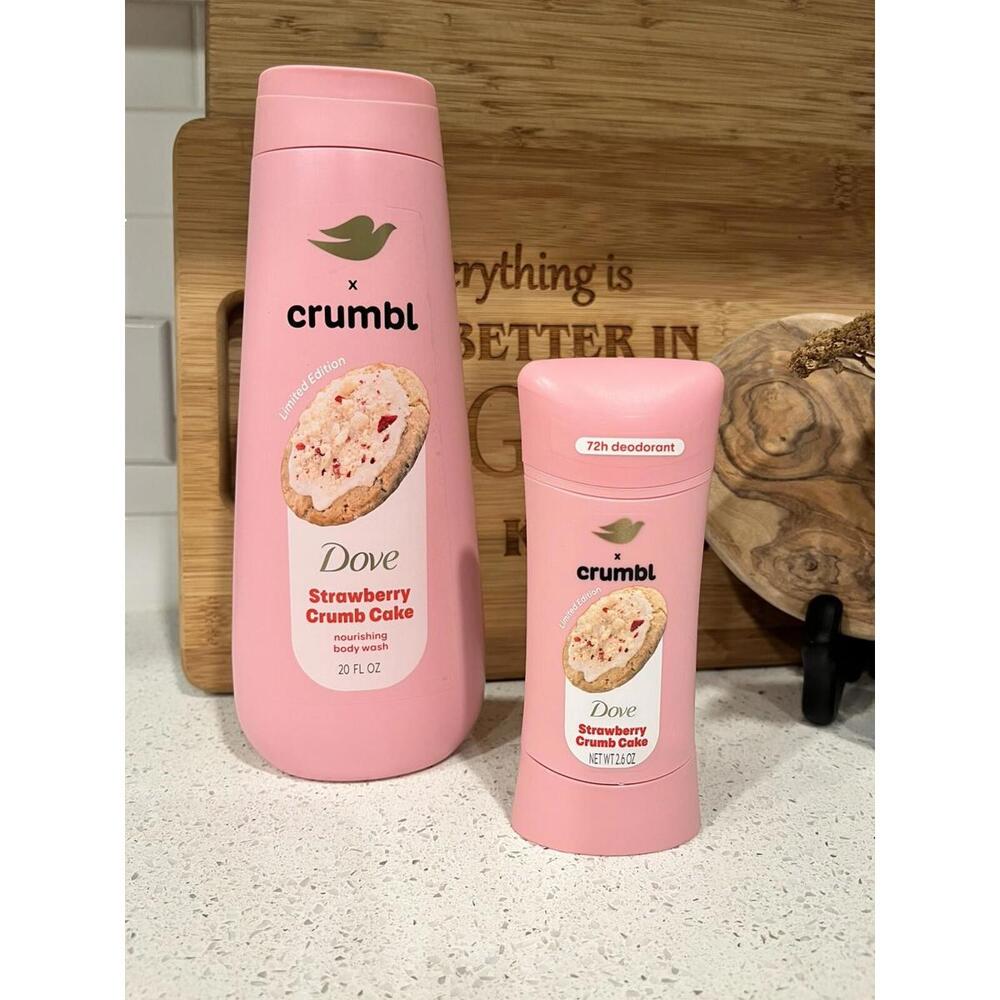 Dove X Crumbl Body Wash and Deodorant Set Strawberry Crumb Cake New
